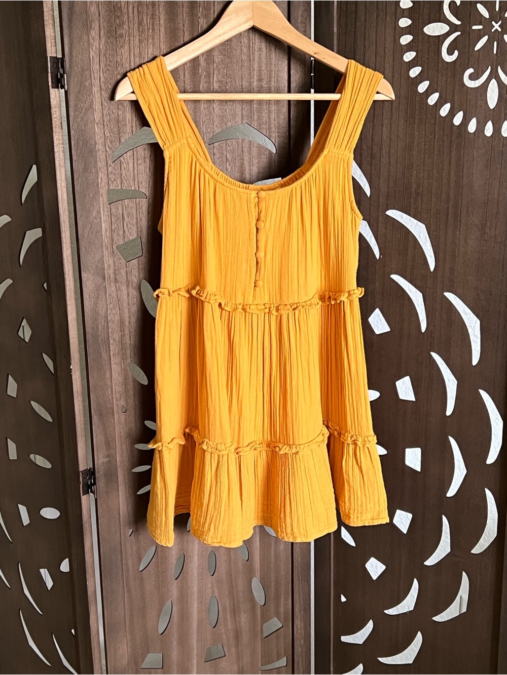 ASOS Mustard Yellow Tiered Mini Dress